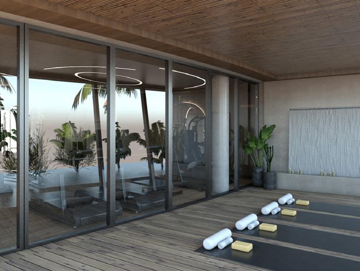 The yoga and fitness space at Pnoé Breathing Life
